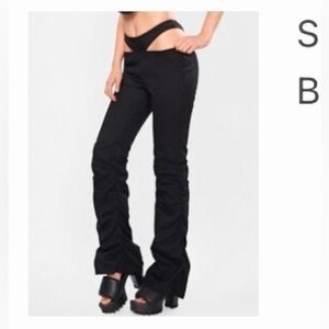 Cut Out Ruched Flare Out Pants